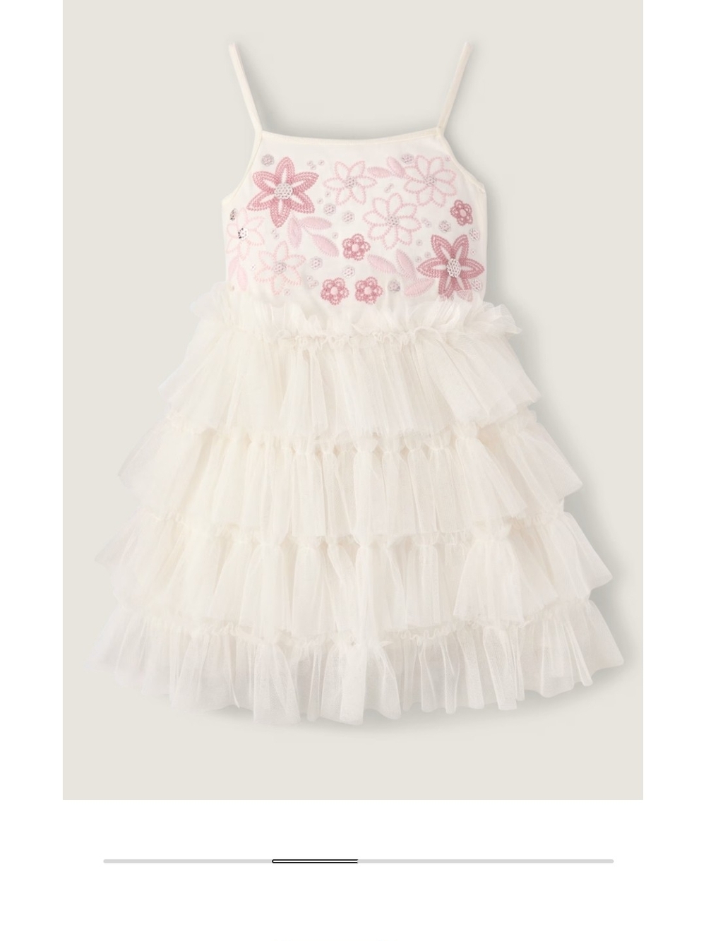 Gymboree White Tulle Pink Flowers 10 Spaghetti Strap Dress